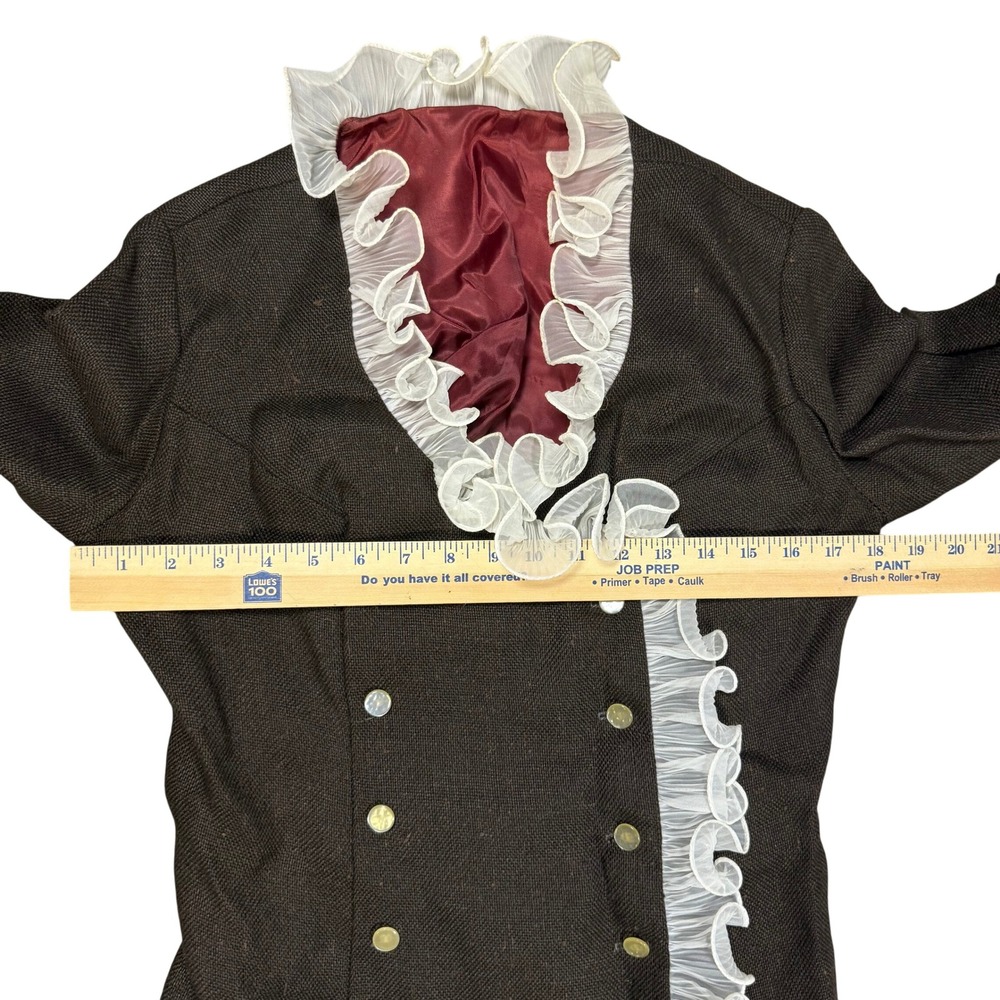 Vintage Piratecore Victorian Ruffle Frock Coat Dress Gothic Whimsigoth Women S/M - Picture 4 of 9